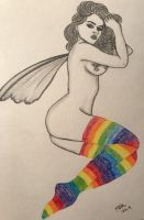 fairy in multicolour stockings